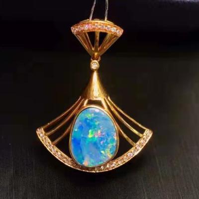 China Wholesale New Vintage Style SGARIT Style Gemstone Jewelry 1.99g 18k Gold 34pc Diamonds 1.63ct Diamonds 1.63ct Pendant Opal for sale