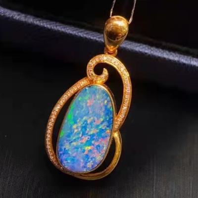 China Wholesale New Vintage SGARIT Style Gemstone Jewelry 3.11g 18k Gold 65pc Gold Diamonds 4.74ct Pendant Natural Opal for sale