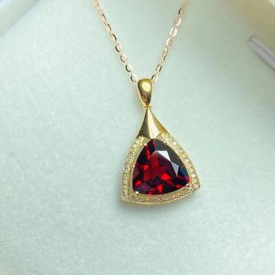 China SGARIT Jewelry 18k Fine Gold 4.75ct Garnet Red Pendant Natural Gemstone CLASSIC Real Gold Plated Pendant For Woman for sale