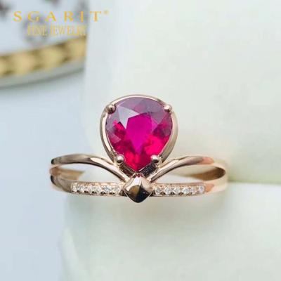 China Wholesale SGARIT FASHIONABLE Women Daily Wearing 18k Gold Gemstone Jewelry 1.01ct Pink Natural Tourmaline Ring for sale