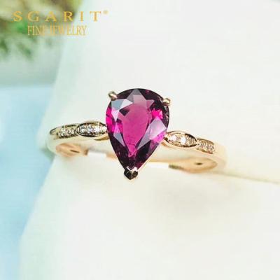 China SGARIT Gemstone Ring 1.37ct Natural Purplish Pink Tourmaline Ring Women Jewelry 18k Gold TRENDY Minimalist Design Style for sale