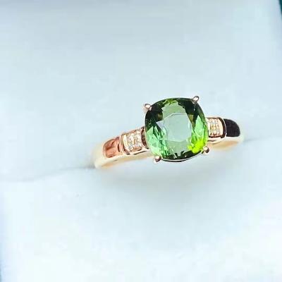 China SGARIT Jewelry 1.97g 18k Gold 2.2ct Natural Yellow Green Tourmaline Fine FASHIONABLE 8p Diamond Jewelery Women Ring for sale