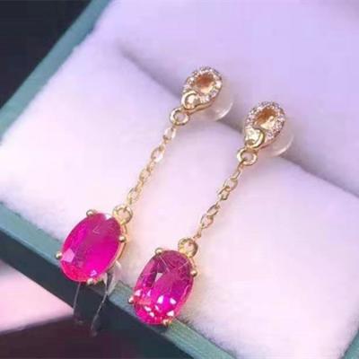 China Vintage SGARIT Brand Fine Jewelry Natural 1.64ct Gold Tourmaline 1.64ct Gold Tourmaline Earrings 18k Jewelry Party Gift For Women for sale