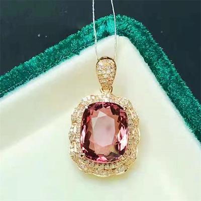 China FASHIONABLE SGARIT hot sale gemstone jewelry 18k gold 5.58ct gold tourmaline pendant genuine tourmaline pendant for women for sale