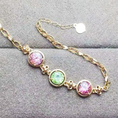 China Vintage SGARIT brand tourmaline 2.3ct gold beautiful luxury natural jewelry chain bracelet wholesale color18k for sale