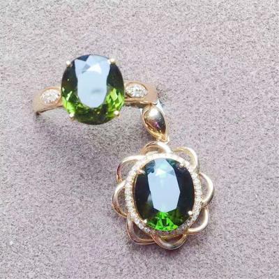 China Genuine Vintage SGARIT 18k Vintage 3.1ct Ring And Tourmaline 3.3ct Pendant Ring And Pendant Jewelry Set Gorgeous Special Cute Design for sale