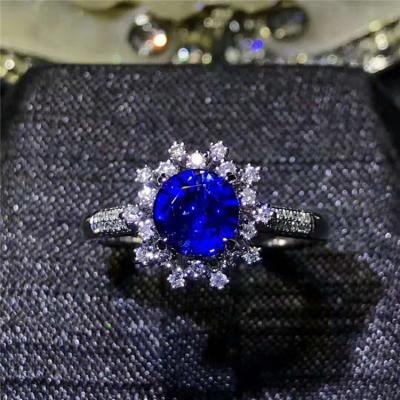 China CLASSIC Chinese Supplier Diamond 18K Sri Lanka Royal Gold Paved Ring Blue Star Sapphire for sale