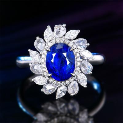 China SGARIT CLASSIC Fine Jewelry Wholesale Gemstone Ring For Women 3.02ct Genuine Blue Sapphire Ring 18k Gold Pendant Sri Lanka Jewelry for sale