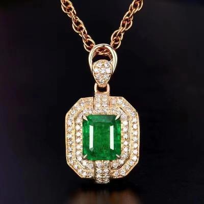 China SGARIT CLASSICS Fashion Jewelry 0.72ct Emerald Natural Gemstone Pendant Genuine Vivid Green 18k Yellow Gold Luxury Jewelry Pendant for sale