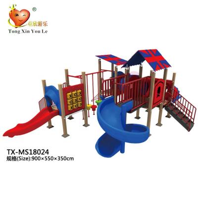 China 2018 new design 3-12years wooden house kids outdoor playground with slide entertainment park TX-MS18024 for sale