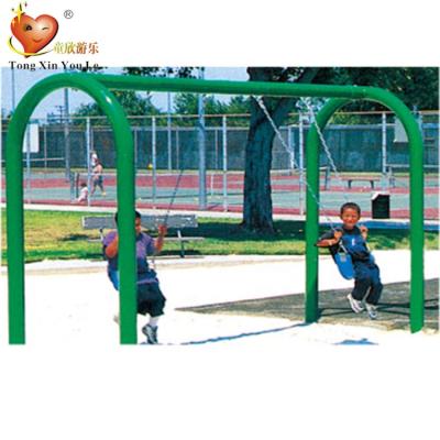 China Traditional Galvanized Pipe Double Seat Chain Connect Outdoor Kindergarten Swing Chair Swing Set for sale