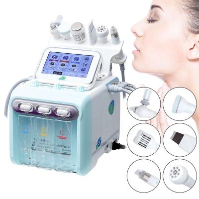 China Exfoliators 6 in 1 Ultrasonic Skin Scrubber H2O2 Hydra Water Dermabrasion Machine for sale