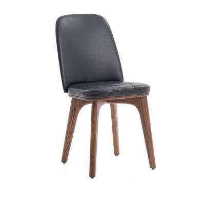 China Modern Good Quality Leather Backrest Wood Accent Solid Wood Dining Chair for sale