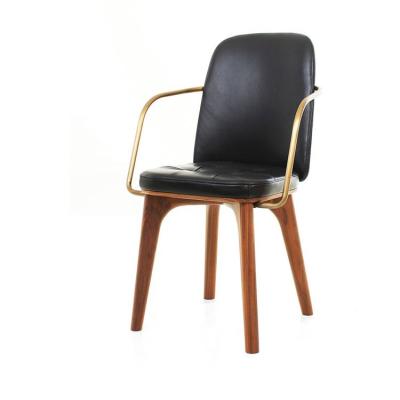 China Restaurant Modern Comfortable Leather Wood Backrest Nordic Solid Wood Dining Chair for sale