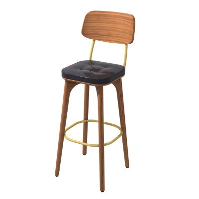 China Modern Wood Seat UTL-B062-750WD 750 High Small Backrest Bar Stool Wooden Bar Chair for sale