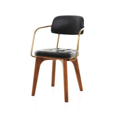 China Modern Home Dining Chair With Gold Designer Mental Chair Armrest For Cafe for sale