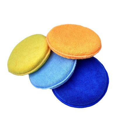 China Stocked 13CM Round Car Washing Waxing Sponge Microfiber Sponge Car Cleaning Polishing Supplies for sale