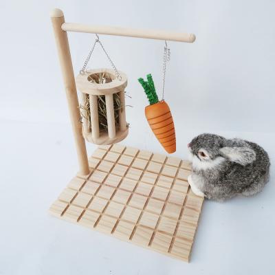 China Toy Set For Rabbit Chew Small Pet Toys Bunny Toys Safe Wooden Frame Grass IQ Training Pet Toy for sale