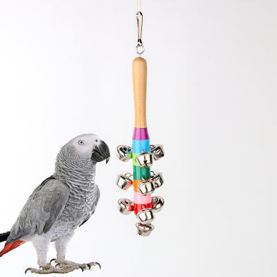 China Hot Selling Viable Bird Chew Toy Wood Bells Parrot Toy Bird Cage Accessories for sale