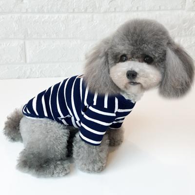 China Sustainable Comfortable Pet Clothes Korean Cotton Striped Dog Shirt Small Dog Clothes Wholesale for sale