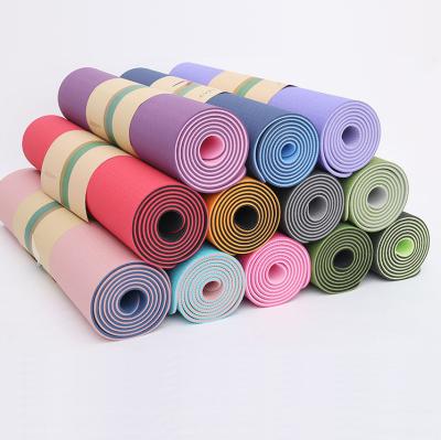 China 2021 Hotsell Tape Non Slip Eco Friendly Double Layer Tape Yoga Mat, Yoga Pilates 6MM Textured Non Slip Outdoor Yoga Mats for sale