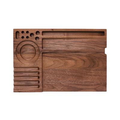 China Black Walnut Newcomer Weed Cigarette Rolling Tray Roller Dish Custom Logo Smoking Accessories for sale