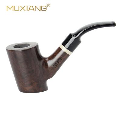 China Weed/Weed/Tobacco Muxiang - Factory Direct Etched Ebony Wood Holder Smoking Pipe With Decor Imitation Ivory Ring for sale