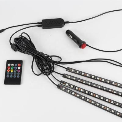 China Decoration Led Strip Car Lights DC12V 24V Dreamy Flexible Color 5050 RGB Music Control RGB Car Led Strip With Atmosphere App for sale