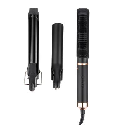 China Ceramic Coating Multifunctional 3 in 1 New Hair Comb Design Hair Curler and Hair Straightener with LCD Display for sale