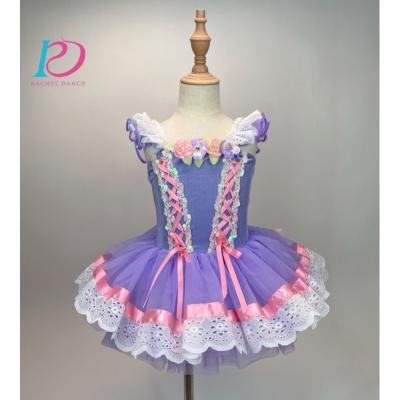 China tutu & Lilac Skirts Fingers Girls Ballet Dress Lavender Velvet Stage Wear Recital Tutu Skirt Dress for sale