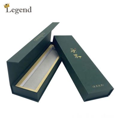 China Custom Logo Printing Recyclable CMYK And Magnetic Gold Foil Flap Luxury Pen Gift Box Packaging for sale