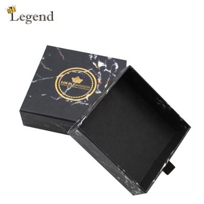 China Wholesale Recyclable Custom Design Printing Packaging Jewelry Gift Pull Sliding Black Marble Drawer Box for sale