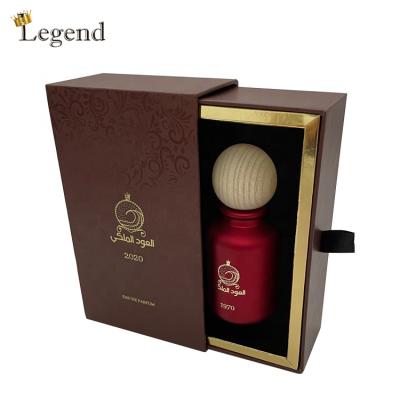 China Gold Foil 30ml 50ml Empty Bottle Recyclable Cardboard Perfume Boxes Custom Size Elegant Perfume Packaging Box for sale