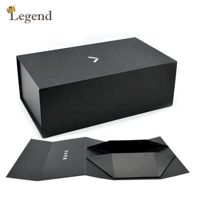 China Matte Black Custom Logo Rigid Recyclable Hot Sale Cardboard Magnetic Packaging Gift Foldable Shoe Box for sale