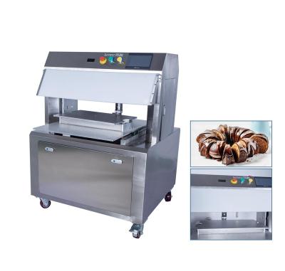 China Automatic High Productivity High Efficiency Commercial Double Stainless Steel Blade Cake Cutting Machine for sale