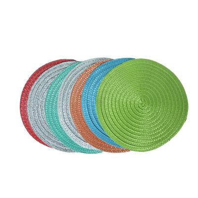 China Colorful Mat Large Round Plastic Woven Insulation Washable Table Desk Dish Mat Place Pad for sale