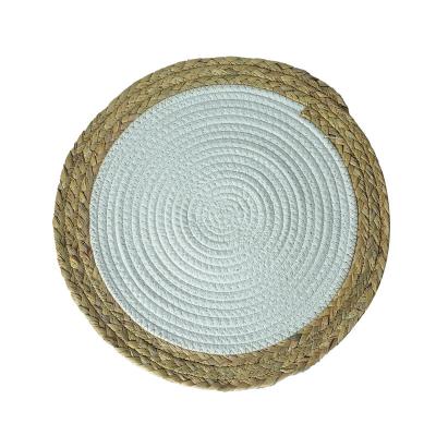 China Washable Cushion Picnic Mat On The Floor Cotton Rope And Cattail Weave Cushion Home Decoration Home Living Room Cushion for sale