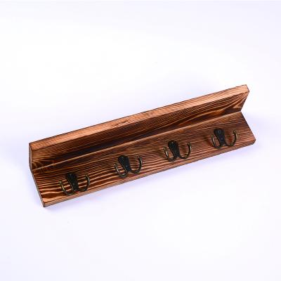 China Handcrafted Wooden Wall Mounted Storage Holder Rack Main Hanging with 4 Main Hooks for sale