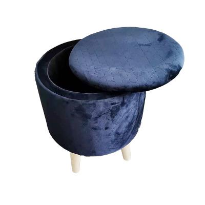 China Custom Storage Living Room Furniture Stool With Wooden Legs Round Shape Foot Stool Stool for sale