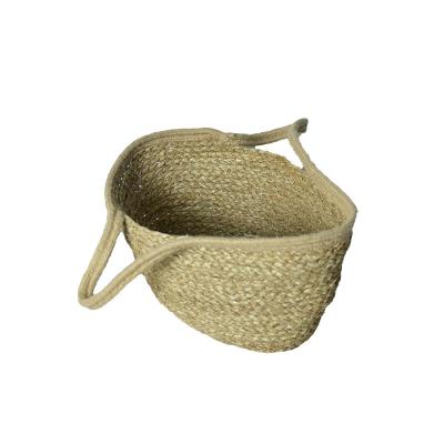 China Sustainable Handwoven Natural Cattail Basket Rope Manufacturers Storage Baskets Vegetable And Fruit Storage for sale