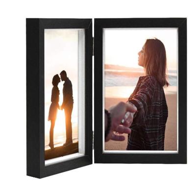 China Durable Eco - Friendly 5x7 Picture Vertical Double Hinged Black Shade Photo Frames Wooden Box for sale