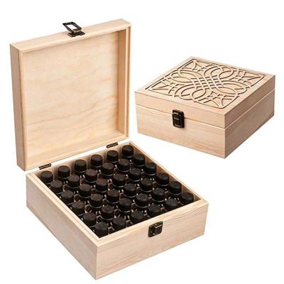 China Handmade High Quality Modern Square Carved Pattern Solid Wooden Essential Oils Boxes for sale