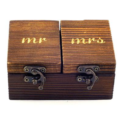 China Eco-friendly rustic wedding wooden ringbearer jewelry accessories storage case ring box for sale