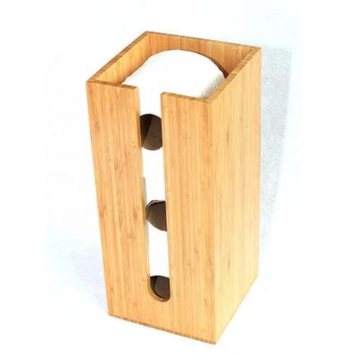 China 100% Eco-friendly handmade natural solid bamboo toilet paper stand tissue holders for bathroom for sale