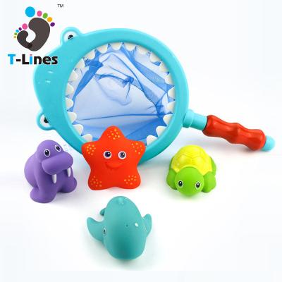 China Bath Toy Fishing Game Water Spray Shark Bath Toy Rubber Set for sale