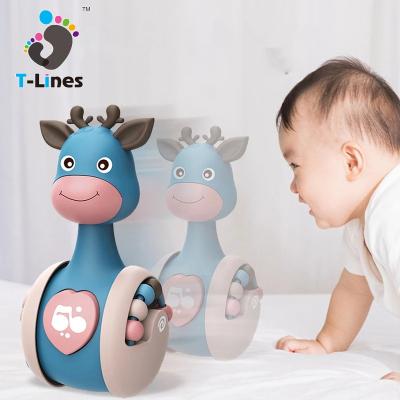 China Funny Baby Toys 2021 New Hot Selling Baby Educational Toys Cartoon Deer Sliding Rocker Ratchets Toy for sale