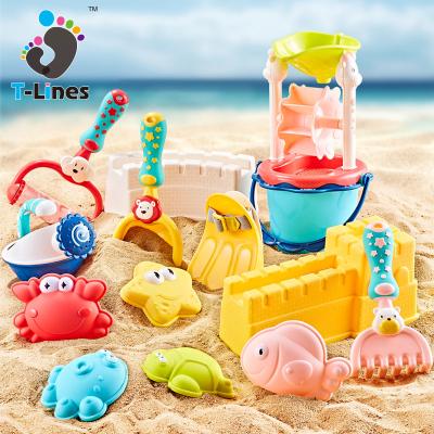 China 2022 14 Pcs Beach Toy Kids Outdoor Summer Plastic Sand Moles Water Shevels Soft Rubber Windmill Soft Rubber Toys for sale