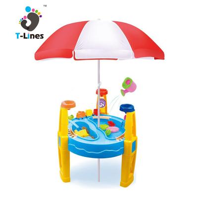 China Outdoor Eco-friendly Summer Beach Set With Umbrella Kids Plastic Sand 29pcs Toy Water Table for sale