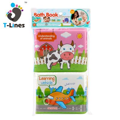 China Healthy Toy BB Cartoon Design Early Educational Waterproof EVA Baby Bath Book With Shower Time Game Floating Foam Bathing Book For Kids for sale