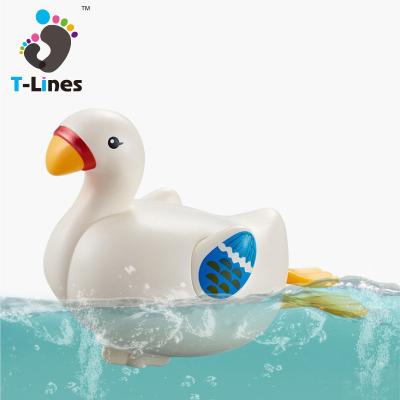 China Cute Bath Toy New Arrival Baby Bathing Animals Roll Up Goose Bathing Time Game Water Bathroom Toys For Children for sale